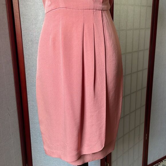 Liz Claiborne Pink Short Sleeved Dress w/ Embroidered Top (Size: 2 Petite) - Picture 7 of 12